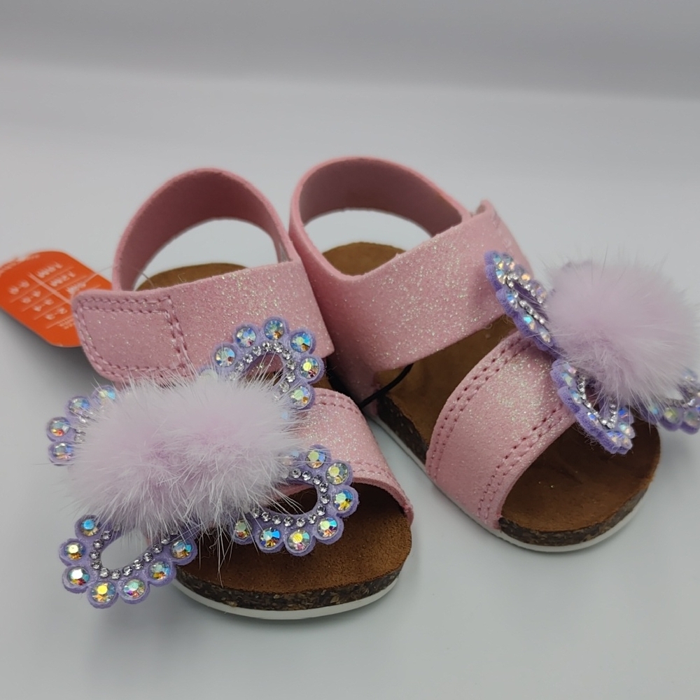 Wonder Nation Pink Sparkle Sandals with Butterfly Accent